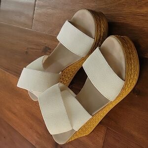 White Bermuda Platform Wedges, Size 38